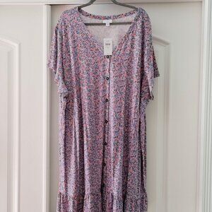 J.Jill Floral Dress NWT, Wms 4x, Button Front